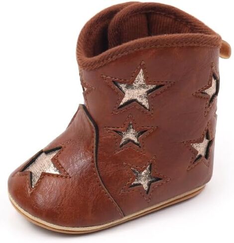 Kuner Baby Girls Boys Western Boots Cowboy Bootie Soft Sole Non-Slip Crib Shoes for Infant Toddler in Saudi Arabia