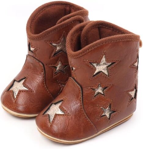 Kuner Baby Girls Boys Western Boots Cowboy Bootie Soft Sole Non-Slip Crib Shoes for Infant Toddler in Saudi Arabia
