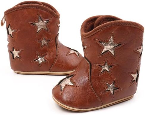 Kuner Baby Girls Boys Western Boots Cowboy Bootie Soft Sole Non-Slip Crib Shoes for Infant Toddler in Saudi Arabia