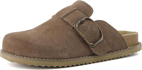 CUSHIONAIRE Women's Blain Genuine Suede Slip-On Clogs with + Memory Foam & Chic Buckle Mule - Comfortable, Non-Slip, Wide Widths Available in Kuwait