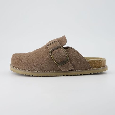 CUSHIONAIRE Women's Blain Genuine Suede Slip-On Clogs with + Memory Foam & Chic Buckle Mule - Comfortable, Non-Slip, Wide Widths Available in Kuwait