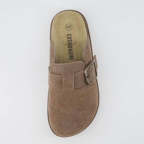 CUSHIONAIRE Women's Blain Genuine Suede Slip-On Clogs with + Memory Foam & Chic Buckle Mule - Comfortable, Non-Slip, Wide Widths Available in Kuwait