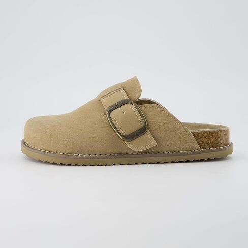 CUSHIONAIRE Women's Blain Genuine Suede Slip-On Clogs with + Memory Foam & Chic Buckle Mule - Comfortable, Non-Slip, Wide Widths Available in Kuwait