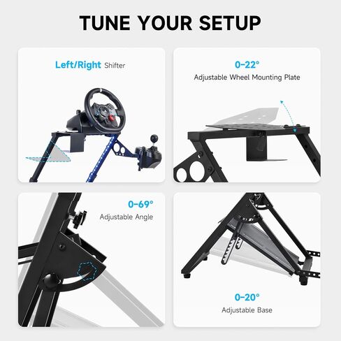 CO-Z Steering Wheel Stand, Height Adjustable Racing Wheel Stand with LED Light Strip, Foldable Gaming Simulator Cockpit Compatible with Logitech G920 G27 G25 G29 Thrustmaster T80 T150 TX F430 More in Kuwait