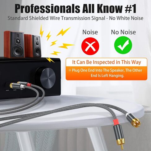 AGVEE 4ft RCA Cable, 2 RCA Male Thickened Six Claws Plug Stereo Auxiliary Audio Cord for Home Theater, Amplifier, Active Speakers or Subwoofer, Black in Saudi Arabia