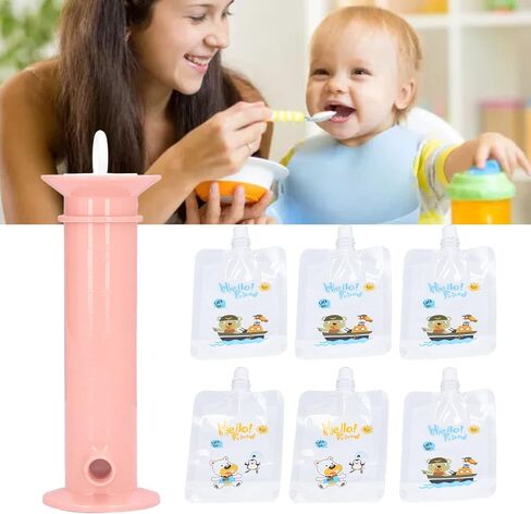 Baby Puree Pouches Maker,Apple Sauce Pouch Filler Fruit Pouch Filler 7Pcs Set Baby Food Pouch Maker Pure Color Pouches Toddler Fruit Squeeze Puree Filler for Kids Vert () in Saudi Arabia