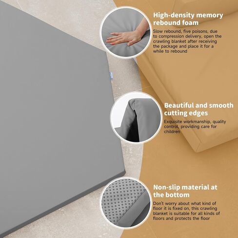 Baby Play Mat 50" X 50",Premium Foam Crawling Mat, Thick & Super Soft Vegan Leather Floor Mat,Non-Slip Cushioned Baby Playmat for Infants, Babies, Toddlers,Mat for Living Room(Cream) in Saudi Arabia