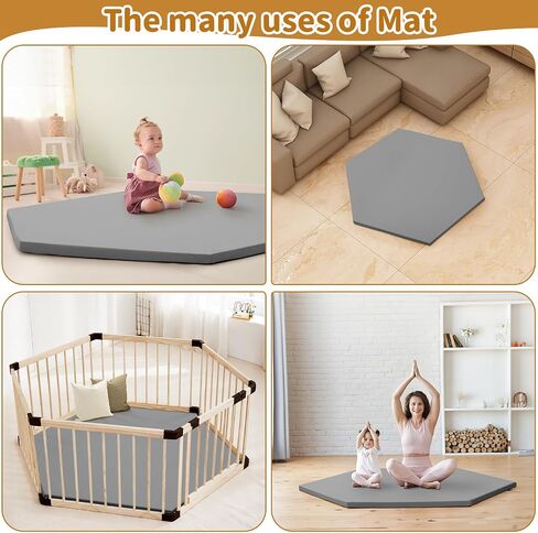 Baby Play Mat 50" X 50",Premium Foam Crawling Mat, Thick & Super Soft Vegan Leather Floor Mat,Non-Slip Cushioned Baby Playmat for Infants, Babies, Toddlers,Mat for Living Room(Cream) in Saudi Arabia