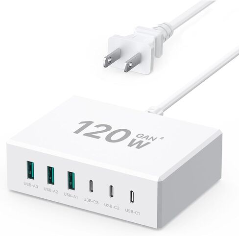 شاحن USB C، حامل شاحن USB C بقوة 55 وات و6 منافذ USB C، محطة شحن USB متعددة لسطح المكتب، شاحن USB متعدد المنافذ 2 USB C 4 USB A متوافق مع iPhone/Google/Xiaomi/Oppo/Tablet إلخ. in Saudi Arabia