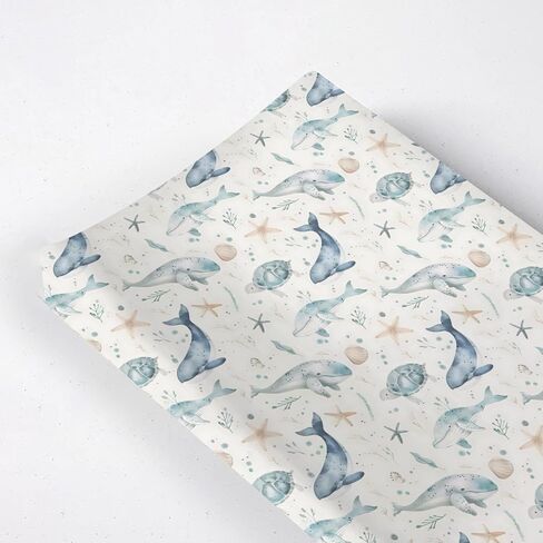 Ocean Animals Changing Pad Cover, Ocean Whale Sea Turtle Baby Diaper Changing Table Pad Cover, Unisex Ocean Whale Pattern Baby Diaper Table Changing Mat Sheet for Baby Boys Girls-16 * 32 in Saudi Arabia