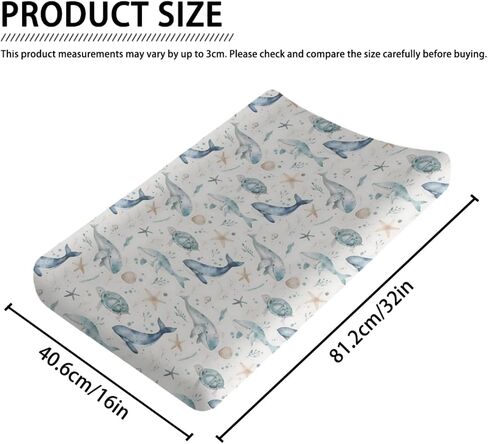 Ocean Animals Changing Pad Cover, Ocean Whale Sea Turtle Baby Diaper Changing Table Pad Cover, Unisex Ocean Whale Pattern Baby Diaper Table Changing Mat Sheet for Baby Boys Girls-16 * 32 in Saudi Arabia