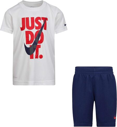 Nike Boys Dri-Fit Just Do It T-Shirt/Shorts 2 Piece Set Dark Grey Heather/Black 86F026-023 86F026-U10 (6) in Saudi Arabia