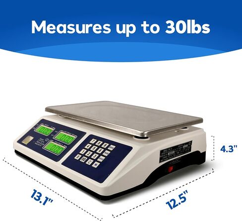 Penn Scale CM-101 NTEP Certified Scale for Digital Price Computing - 30lb Commercial Scale with 0.01lb Readability - Rechargeable Battery, Dual LCD Display & Removable Platter (COC #04-101A1) in Saudi Arabia