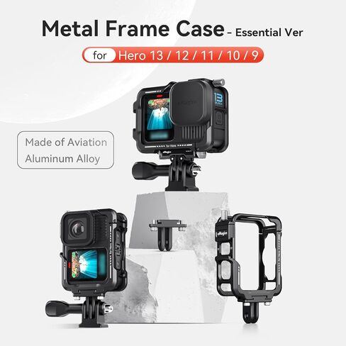 Aluminium Protective Cage with Lens Silicone Case for Gopro Hero 13/12/11/10/9 Black,Metal Durable Housing Cage Support Vertical and Horizontal Shooting in Saudi Arabia
