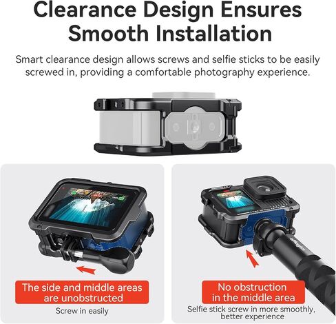 Aluminium Protective Cage with Lens Silicone Case for Gopro Hero 13/12/11/10/9 Black,Metal Durable Housing Cage Support Vertical and Horizontal Shooting in Saudi Arabia
