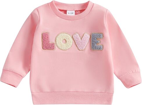 Baby Girl Clothes Toddler Fall Winter Outfits Love Embroidery Long Sleeve Crewneck Sweatshirts Oversized Pullovers in Kuwait