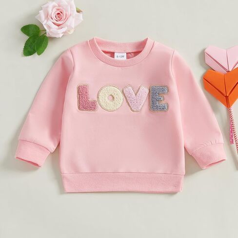 Baby Girl Clothes Toddler Fall Winter Outfits Love Embroidery Long Sleeve Crewneck Sweatshirts Oversized Pullovers in Kuwait