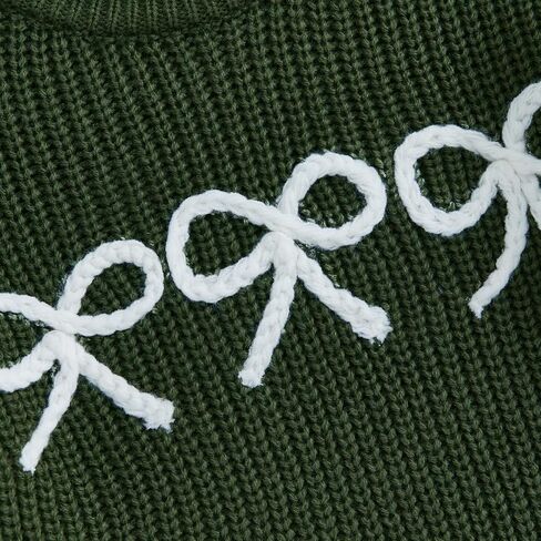 Infant Baby Girl Winter Clothes Embroidered Bow Knitted Sweater Long Sleeve Oversized Sweatshirt Fall Outfit in Kuwait