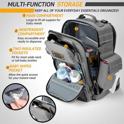 SHARKMOUTH Diaper Bag Military for Men - Large Baby Backpack with Changing Pad for Active Dad - Insulated for Outdoor Travel Camping Park Trips Black in Kuwait