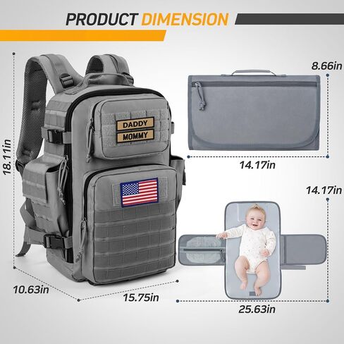 SHARKMOUTH Diaper Bag Military for Men - Large Baby Backpack with Changing Pad for Active Dad - Insulated for Outdoor Travel Camping Park Trips Black in Kuwait