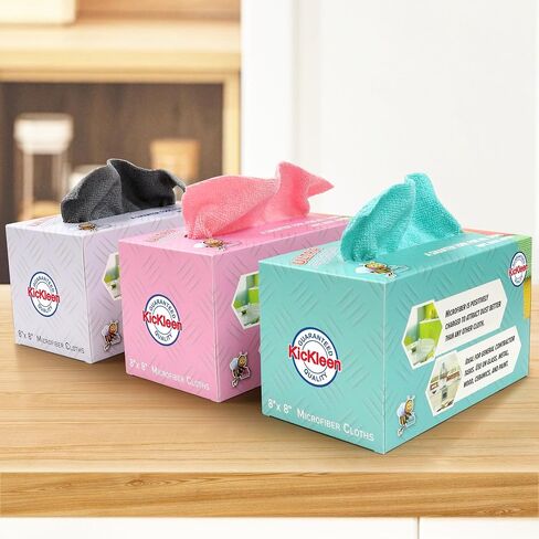 Microfiber Cleaning Cloth, Lint-Free Shop Towels Reusable, Bulk Rags in a Box for Home, Kitchen and Car, 8 Inch x 8 Inch,40 Pack with Box (Grey) in Saudi Arabia