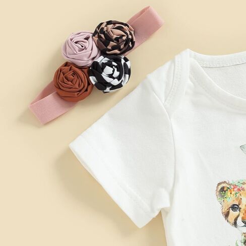 Lamuusaa Toddler Baby Girl Birthday Outfit Wild One Romper Shirts Patchwork Leopard Skirts Headband Summer Clothes in Saudi Arabia