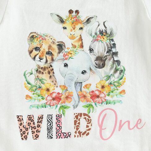 Lamuusaa Toddler Baby Girl Birthday Outfit Wild One Romper Shirts Patchwork Leopard Skirts Headband Summer Clothes in Saudi Arabia