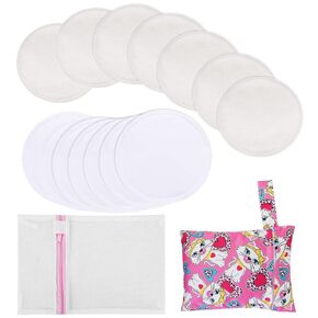 PHOGARY 14PCS Washable Nursing Pads, Reusable Organic Bamboo Breast Pads with Laundry Bag and Storage Bag for Breastfeeding Mothers (3.93 inch)