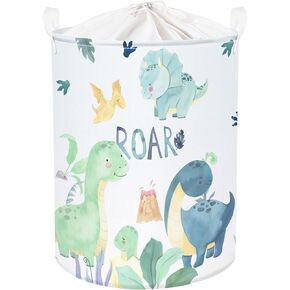Clastyle 63L Dinosaur Collapsible Kid Room Basket Dragon Dirty Clothes Hamper for Boy Girl Large Toy Blanket Nursery Storage Basket, Green