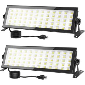 2 حزمة ضوء متجر LED للمرآب، 120 وات 10000 لومن 5000 ك ضوء النهار LED ضوء خليج عالي، IP66 ضوء فيضانات خارجي مقاوم للماء مع قابس أمريكي كابل 5FT لورشة العمل ساحة المرآب مصنع منطقة الإضاءة in Kuwait