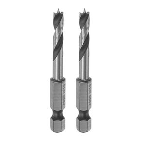 HARFINGTON 2pcs Brad Point Drill Bits 3/16" Dia 1/4" Hex Shank Stubby Drill Bit High-Speed Steel 1.34" Working Length Spiral Twist Drilling Tool for Woodworking Plywood Plastic