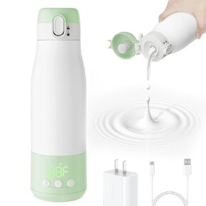 Portable Bottle Warmer, 9000mAh Baby Bottle Warmer for Breastmilk with Timer & Accurate Temperature Control, Bottle Warmer for Travel On-The-Go 12oz Larger Capacity - Green