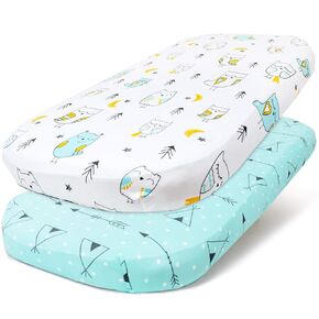 Stretch Fitted Bassinet Sheet Set BROLEX 2 Pack Cradle Sheets for Bassinet Pad/Mattress,Unisex Boys Girls,Ultra Soft,Cute Dinosaurs