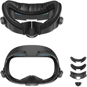 AMVR Upgraded Cooling Face Cover Pad Facial Interface Compatible with Meta/Oculus Quest 3 Accessories, with Knob Adjustable, with PU Face Cushion and Breathable Ice Silk Cotton, Built-in Cooling Gel