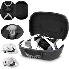 Hard Carrying Case for Meta Quest 3S/Quest 3 Vision VR Headset,Touch Controller Travel Storage with Lens Cover for Meta Quest 3 3S Accessories, Compatible with Elite Head Strap (Case Only)