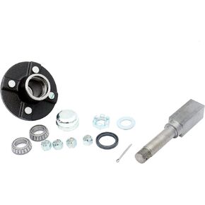 4-Bolt On 4 Inch Trailer Hub Assembly Kit,Includes (1) Square Shaft 1-1/16 Inch Straight Spindle & Bearings