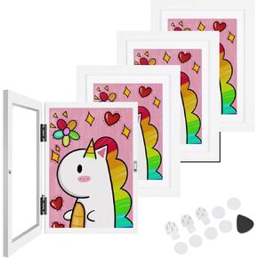 [2 Packs Kids Artwork Frames Changeable, 8.5"x11" Kids Art Frame Front Opening Holds 150, Children Art Projects Kids Art Frames for Kids Artwork Display, Children Storage Frame (White)