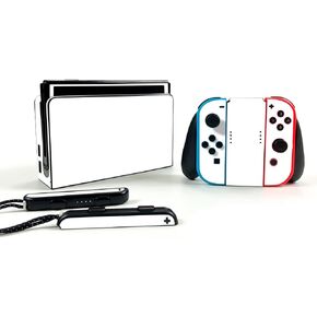 MightySkins Glossy Glitter Skin Compatible with Nintendo Switch OLED - Solid White | Protective, Durable High-Gloss Glitter Finish | Easy to Apply and Change Styles | Made in The USA