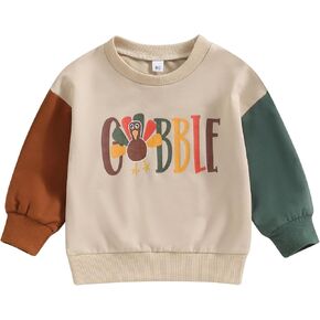 Ayalinggo My First Thanksgiving Tiddler Girl Boy Outfit Thanksgiving Baby Turkey Gobble Sweatshirt Fall Winter Patch Clothes