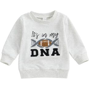 FIOMVA Toddler Baby Football Outfits Boy Girl Embroidered Football Sweatshirt Long Sleeve Sweater Top Fall Pullover Shirts
