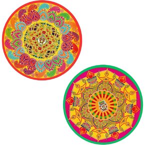 Mandala Rangoli Floor Table Sticker Vinyl PVC Home Interior Decoration Gift for Home Mandir/Floor Decor/Indian Wedding Diwali Festival Decoration/Gift Return Gift Indian Art Pack of 2 (Design 4)