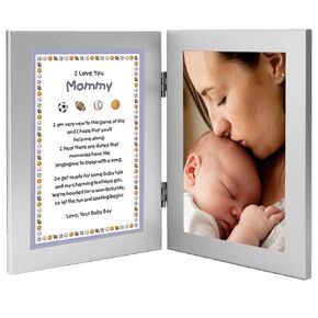 New Mom Gift from Son, Mommy Poem From Baby Boy for Christmas, Add 4x6 Inch Photo to Right Side of Double Frame