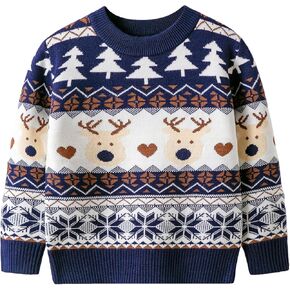 Kids Ugly Christmas Sweater Boy Girl Funny Xmas Outfits Toddler Reindeer Knit Clothes Holiday Pullover Tops 2-6 Years