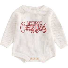 Newborn Baby Girl Boy Christmas Outfit Sweater Oversized Knitted Sweatshirt Romper Infant Warm Fall Winter Clothes