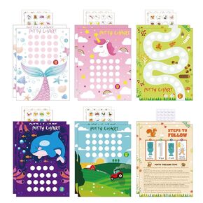 Potty Training Chart Potty Training Sticker Chart – 5 Fun Styles Potty Sticker Chart with Rewards for Toddlers Girls, Motivational Potty Training Rewards for Kids