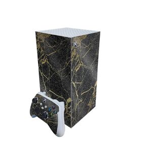 غلاف ألعاب من ألياف الكربون متوافق مع الإصدار الرقمي من Microsoft Xbox Series X - رخام ذهبي أسود - غطاء لاصق واقي من الفينيل 3M ممتاز - سهل التطبيق | صُنع في الولايات المتحدة الأمريكية بواسطة MightySkins
