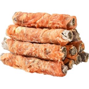 ASMPET Chicken Wrapped Cod Fish Skin Knotted Bones 6.5" Each, Rawhide Free Chewy Dog Treats Rich in Omega3 High Protein All Natural Ingredient Fish Treats for Medium Large Dogs, 11OZ