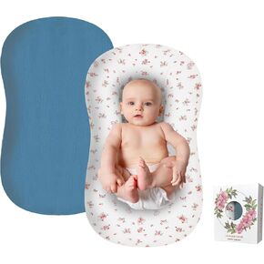 Muslin Baby Lounger Cover 2 Pack, Organic Cotton Soft Breathable Removable Slipcover Infant Lounger Cover for Boys Girls