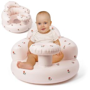 Inflatable Baby Seat, Flowers Portable Inflatable Infant Chair for Baby 3 Months and Up, Floor Seater Baby Support Seat with Built in Air Pump for Kids Learning to Sit Feeding