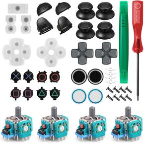 Controller Thumbsticks Replacement Pads Full Kit Compatible with PS4 Include L1 R1 L2 R2 Triggers Springs Conductive Rubber Pad Button Repair Replacement Parts